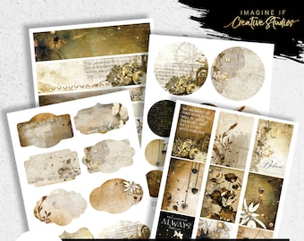 3Quarter Designs | Golden Twilight | Add ons | Junk Journal Embellishments | Digital Scrapbooking Ephemera | Printable | Digital Download