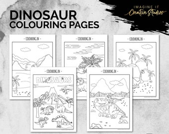 Dinosaur Colouring Pages | Kids Activities | Digital Download | Quarantine and Holiday Activities for Kids | Printables | Colour in