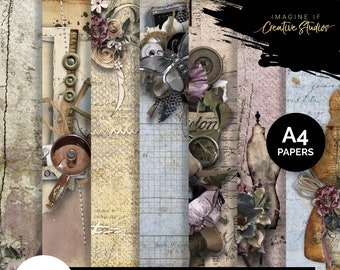 Sew Lovely | A4 Papers | 3Quarter Designs | Junk Journal Papers | Digital Scrapbooking Papers | Printable | Digital Download