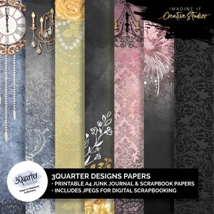 Soirées Glamour | Papiers A4 | Conceptions 3Quarts | Articles de journal indésirable | Papiers de scrapbooking numérique | Imprimable | Téléchargement numérique