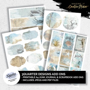 3Quarter Designs | Seaside Escape | Add ons | Junk Journal Embellishments | Digital Scrapbooking Ephemera | Printable | Digital Download