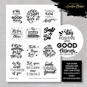 Inspiration 1 Coloured Quote Sheet DIGITAL DOWNLOAD Scrapbooking Card Making Junk Journaling Quotes Sheet Phrases image 1