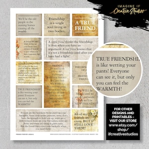 Friends Forever - Feuille de citation colorée | TÉLÉCHARGEMENT NUMÉRIQUE | Scrapbooking | Fabrication de cartes | Journal indésirable | Feuille de devis | Phrases