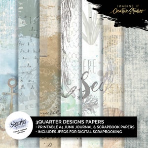 Seaside Escape | A4 Papers | 3Quarter Designs | Junk Journal Papers | Digital Scrapbooking Papers | Printable | Digital Download