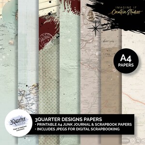 Verlorene Odyssee | A4 Papiere | 3Quarter Designs | Junk Journal Papiere | Digitale Scrapbooking Papiere | Druckbar | Digitaler Download