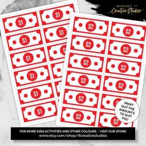 Red Home Movie Night Tickets and Money Digital Download Quarantine and Holiday Activities for Kids Printable Chores Rewards image 4