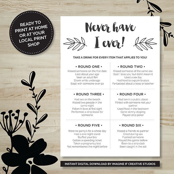 Printable Never Have - Etsy