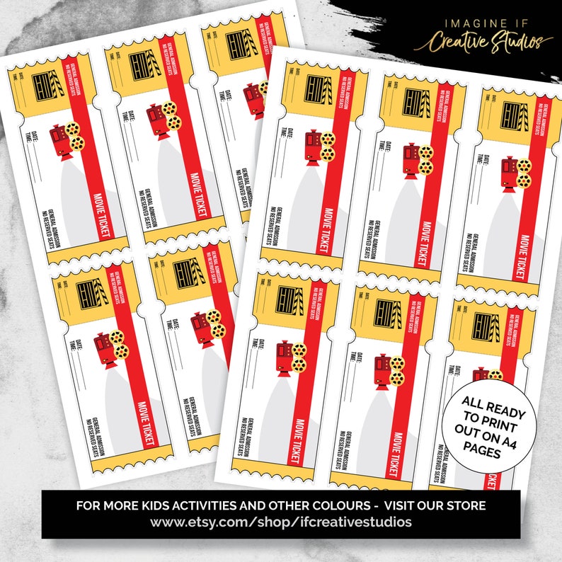 Red Home Movie Night Tickets and Money Digital Download Quarantine and Holiday Activities for Kids Printable Chores Rewards image 2