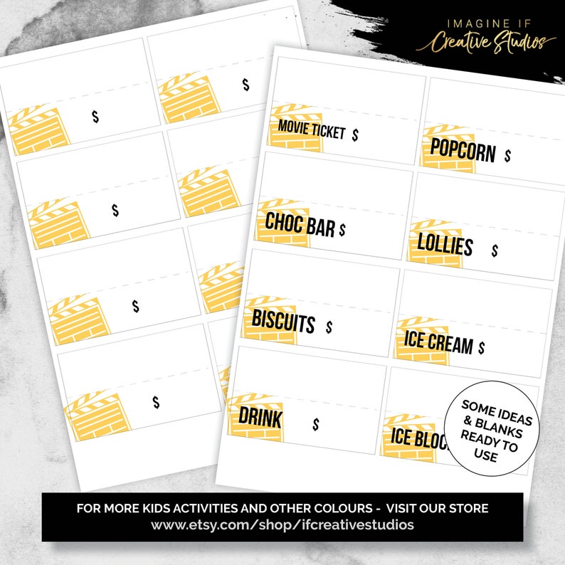 Red Home Movie Night Tickets and Money Digital Download Quarantine and Holiday Activities for Kids Printable Chores Rewards image 3