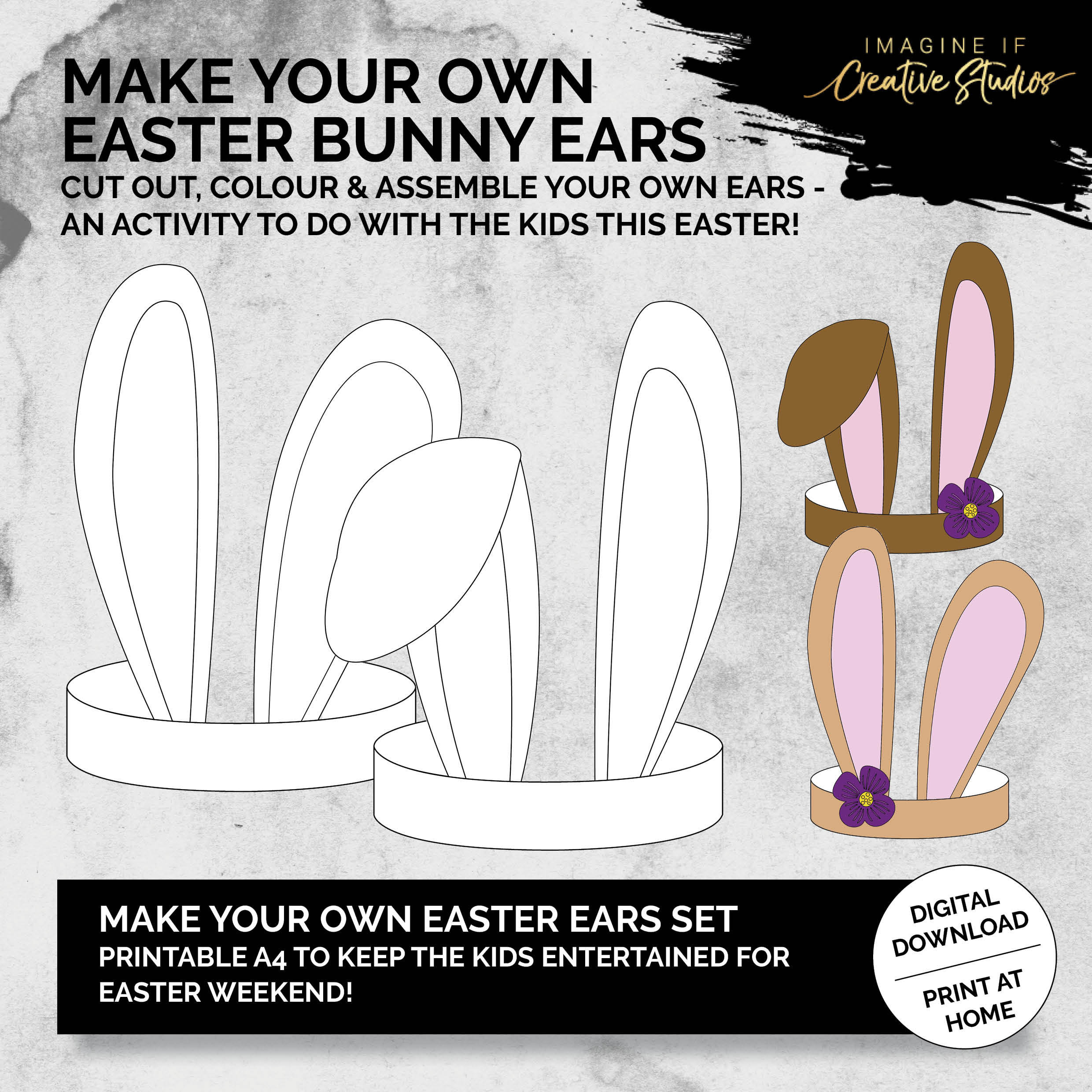 easter bunny ears headband colouring in kids activities etsy new zealand