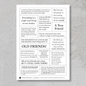 Friends #2 - Scrapbooking/Kartenherstellung Zitat Blatt **DIGITAL DOWNLOAD**