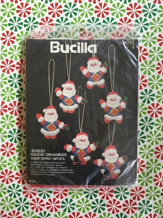 Bucilla Super Santa Jeweled Sequin Christmas Tree Ornament Kit 48787 Superman