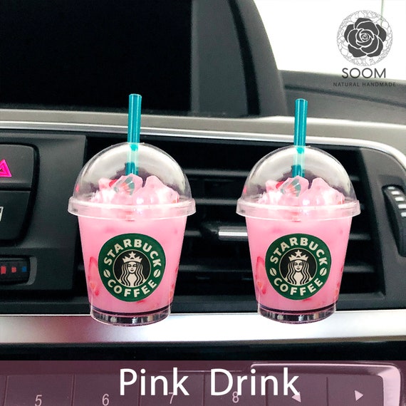 Miniature Starbucks Cup Strawberry Pink Drink/car Accessories/mask Holder  for Car/ Boba Clip Bubble Tea/starbucks Keychain/stocking Stuffer 