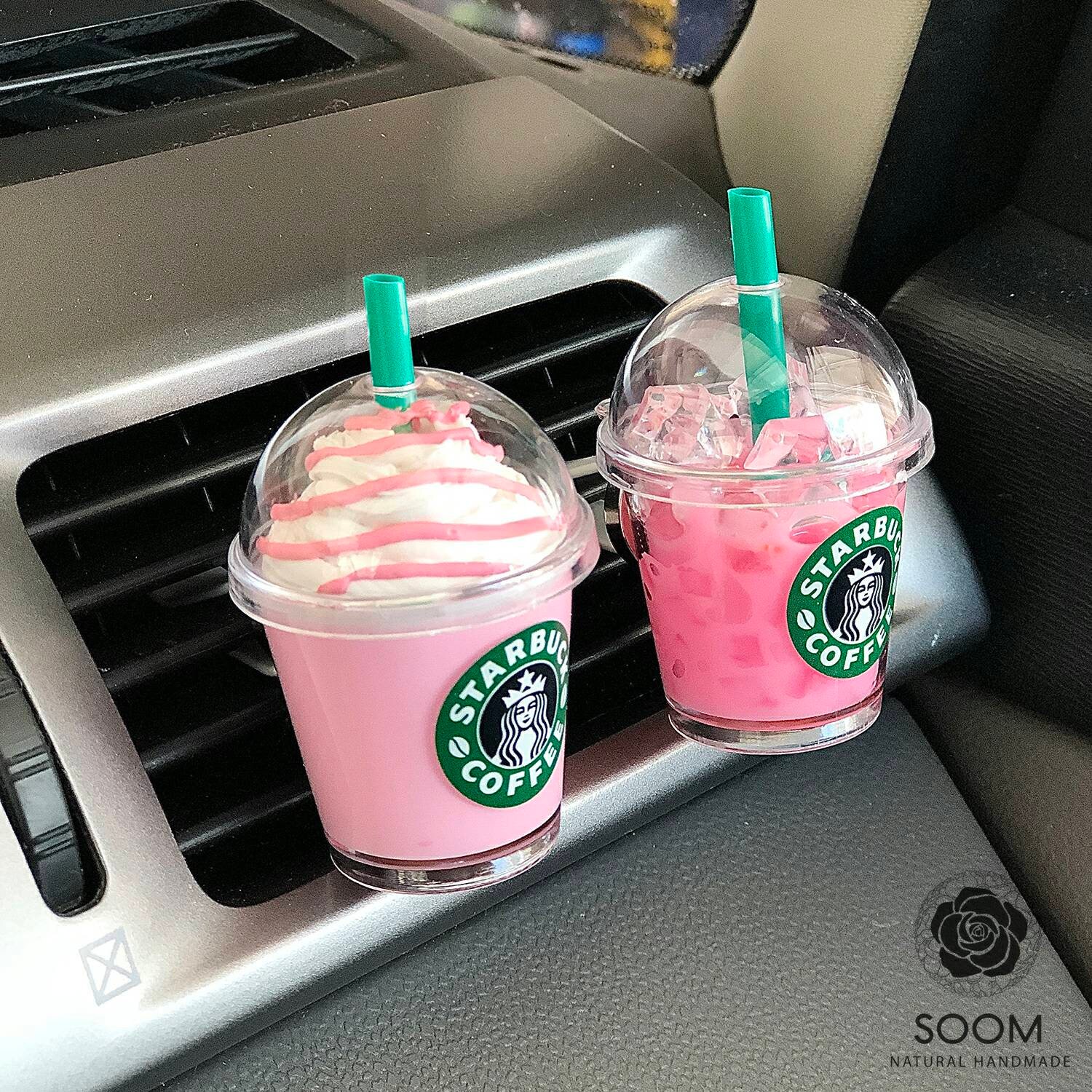 Miniature Starbucks Cup Strawberry Pink Drink/car Accessories/mask Holder  for Car/ Boba Clip Bubble Tea/starbucks Keychain/stocking Stuffer 