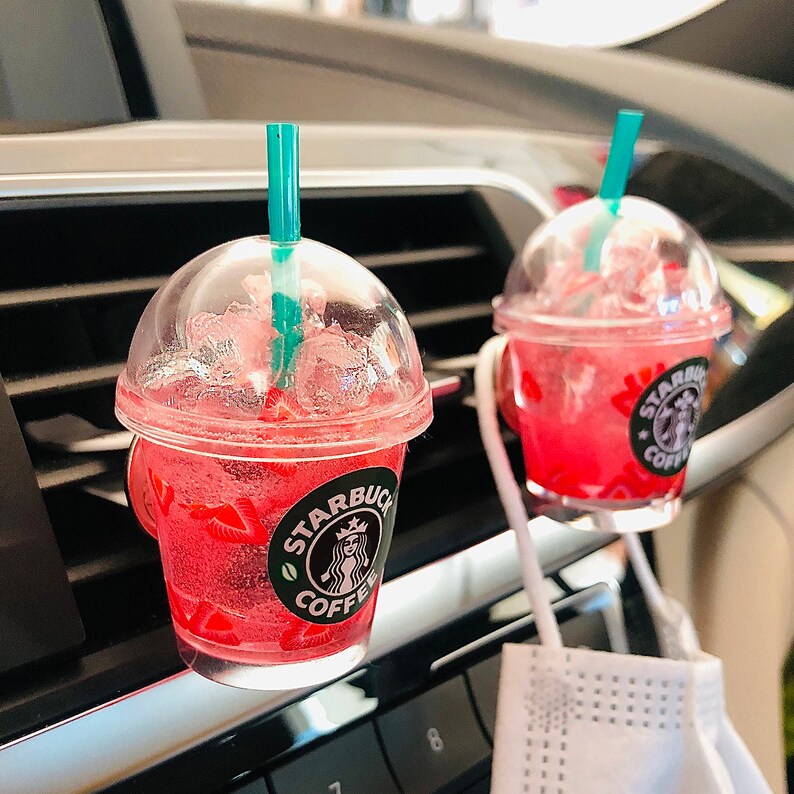 Starbucks cup Strawberry Acai, Pink Drink , Cute Car accessories ,Mask holder for car, Boba bubble tea,Starbucks Keychain,Mother's day gift