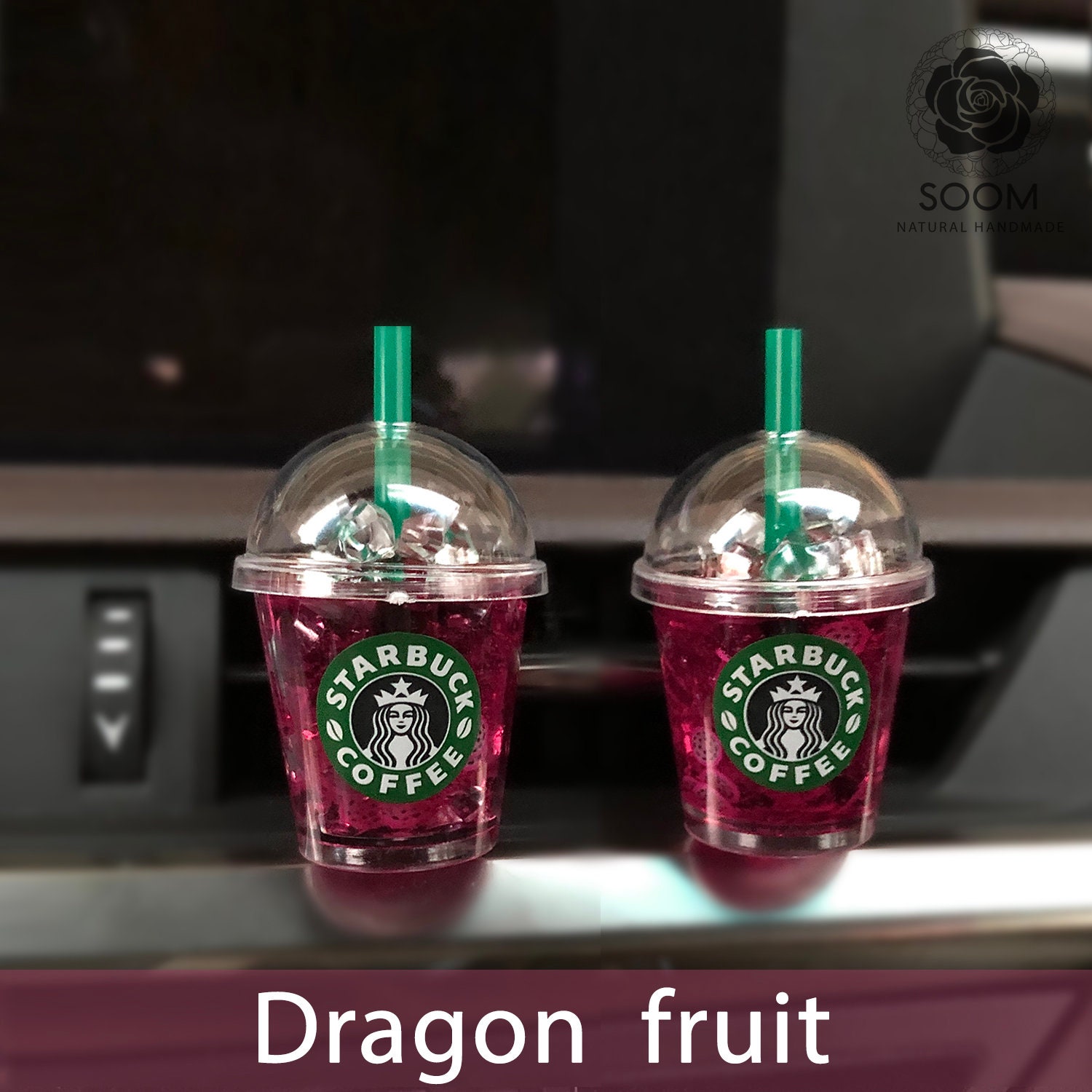 Miniature Dragon Fruit Starbucks /pink Ca Accessories/car Accessories for  Women/ Car Decor / Starbucks Keychain / Boba Keychain Accessories 