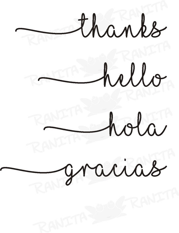 Hola Gracias Corte Archivos Ingles Y Espanol Etsy