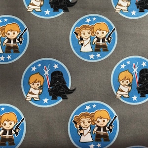 Adorable Child Print of Princess Leia, Han Solo, Darth Vader & Luke Walker design. Star Wars Material