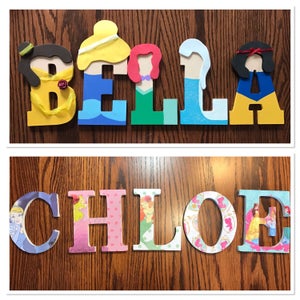 6 Letter Disney Princesses, Disney, Mickey Mouse, Elena of Avalor and Winnie the Pooh Customized Name on Wood Letters!!