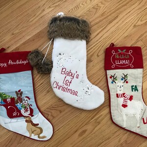Adorable One Of A Kind Christmas Stockings. Choose A  Llama Stocking or Dog Stocking For Someone Special!