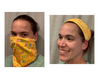 Summer Fun Print Face Covering, Reusable Face Covering, Buff, Gaiter, Travel Covering, Travel Mask, Reusable Face Covering, Headband