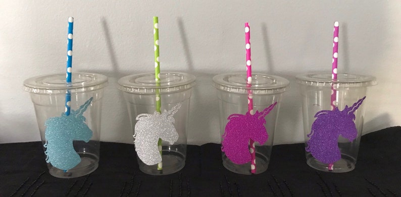 Unicorn Cups, Unicorn Party Favor Cup, Unicorn Baby Shower, Unicorn Party Goods, Unicorn Cups With Lids, & Unicorn Treat Cups. 12 Pack image 3