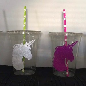 Unicorn Cups, Unicorn Party Favor Cup, Unicorn Baby Shower, Unicorn Party Goods, Unicorn Cups With Lids, & Unicorn Treat Cups. 12 Pack image 6