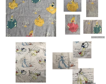 Beautiful Vintage Design Disney Princess  & Glitter Princess Fabric, Material, Craft Supply, Disney Material