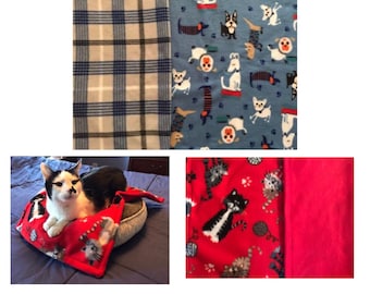 Entzückende Hunde & Kitty Print Fleece Decke! Katze Decke, kleine Hundedecke, Hund Kiste Decke, Katze Kiste Decke, Autodecke