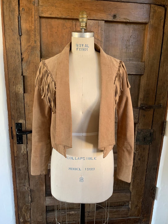 Beautiful tan/camel suede tassel jacket, size Sma… - image 1