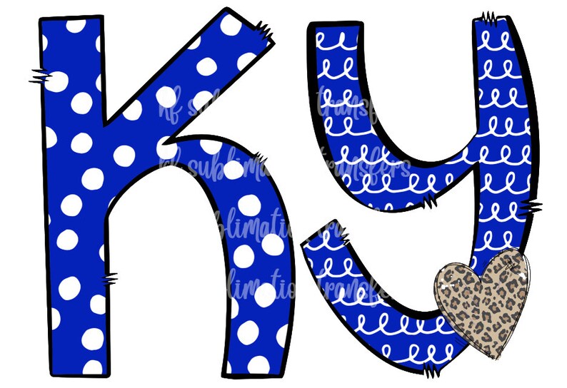 Sublimation Transfer Kentucky KY Blue Doodle Letters Etsy