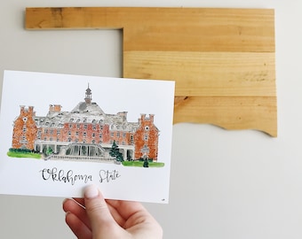Oklahoma State University Student Union Watercolor