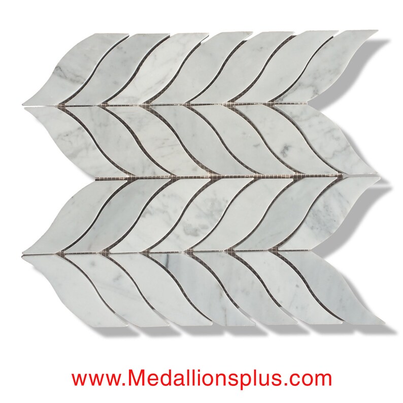 Fishtail Polished Carrara Marble Mosaic Tiles Image 0