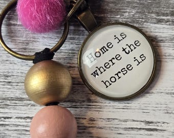 Beaded Keychain - Home is where the horse is