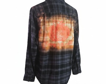 Bleached Flannel.  Size XS. Vintage Pumpkin