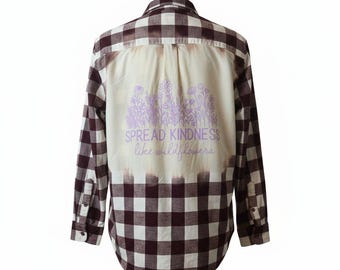 Bleached Flannel. Size Large. Spread Kindness like Wildflowers