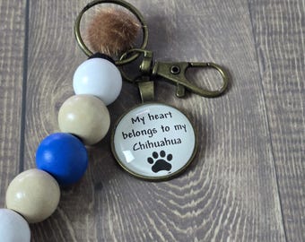 Beaded Keychain - My heart belongs to my Chihuahua