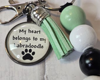 Beaded Keychain - My heart belongs to my Labradoodle
