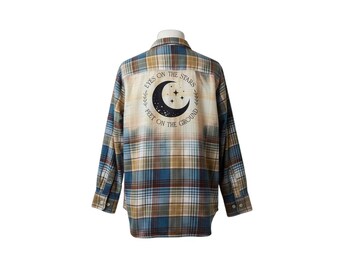 Bleached Flannel.  Size Womens Extra Small. Eyes on the stars. Feet on the ground