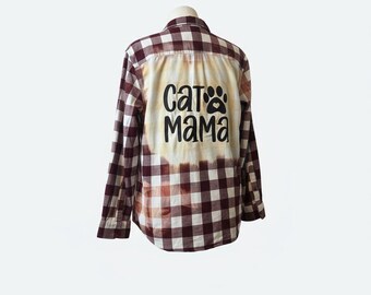 Bleached Flannel.  Size XXL.  Cat mama