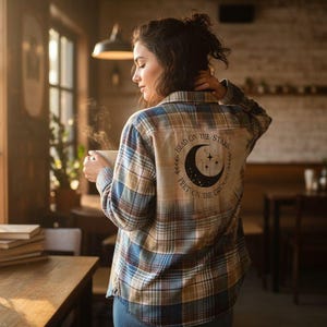 Bleached Flannel.  Size Womens Extra Small. Eyes on the stars. Feet on the ground