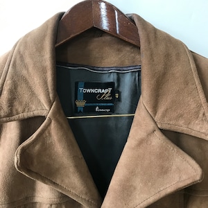 Vintage mens belted 70s suede jacket Towncraft Plus Penneys size 42