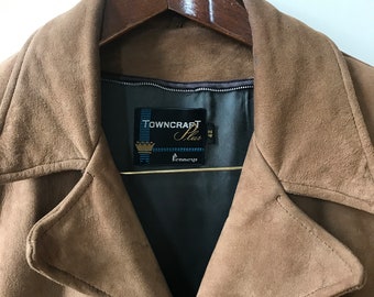 Vintage Mens Belted 70s Suede Jacket Towncraft Plus Penneys