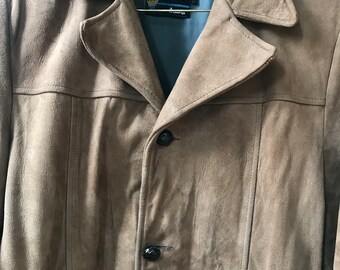 Vintage Mens Belted 70s Suede Jacket Towncraft Plus Penneys