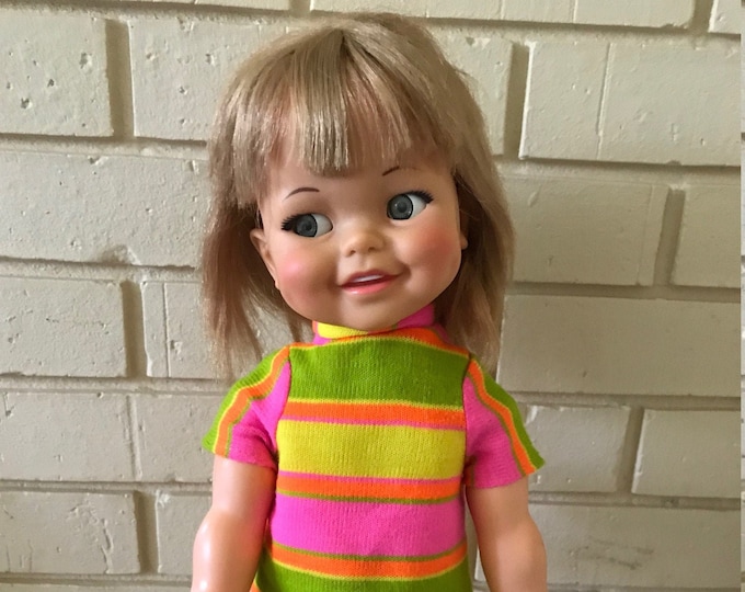 Vintage Doll Giggles Doll 1966 Ideal Flirty Eyes 18 Etsy