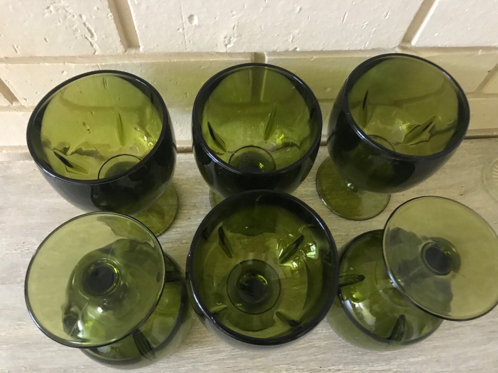 Vintage Water Glasses Green Water Globlets Green Water Etsy