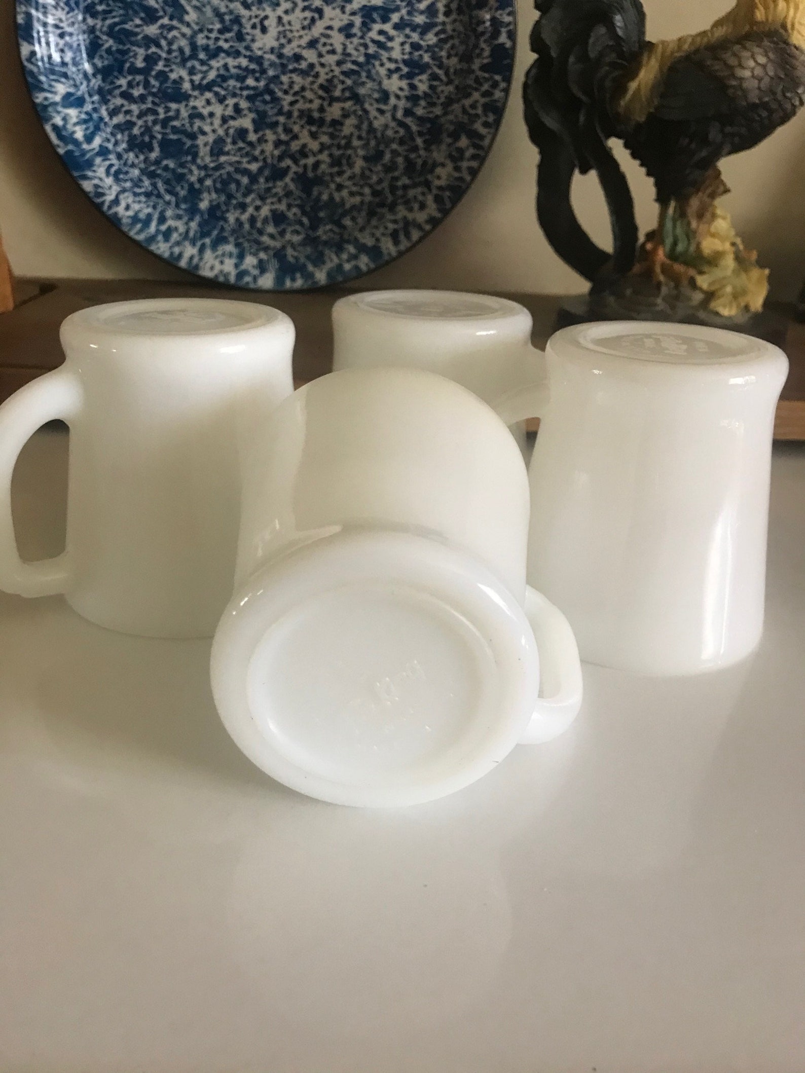 Vintage Milk Glass Coffee Mugs Set of Four Mugs Fire King Etsy