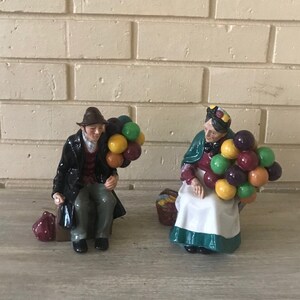 Vintage Royal Doulton  &quot;The Balloon Man and Woman&quot;  Figurines,H.N.1315  1954, made in England, Home and Living, collectable figurines,