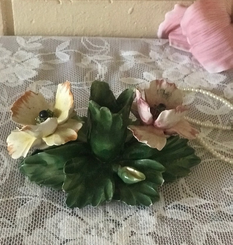 Capodimonte Dual Flower Candle Holder Art and Collectables Etsy