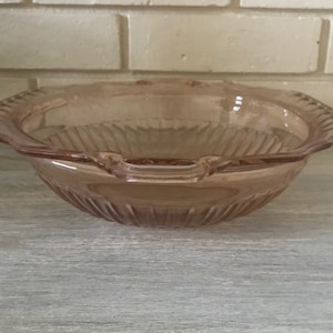 Vintage Depression Glass, pink Depression glass,  Mid century glassware, Glass bowl with handles,